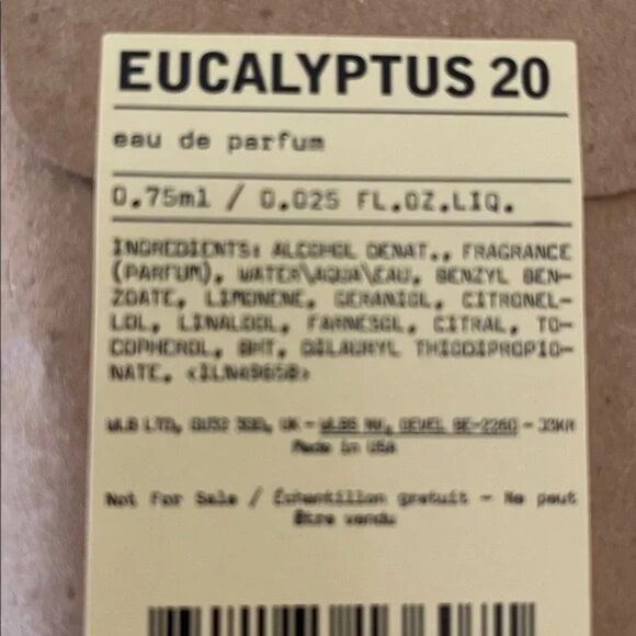 NEW Le Labo Sample EDP .75 ml Eucalyptus 20 - Picture 2 of 3